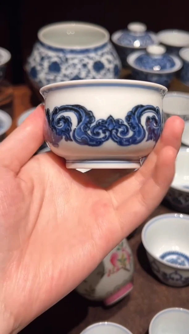 尝*唻松风馆藏青花三阳开泰杯