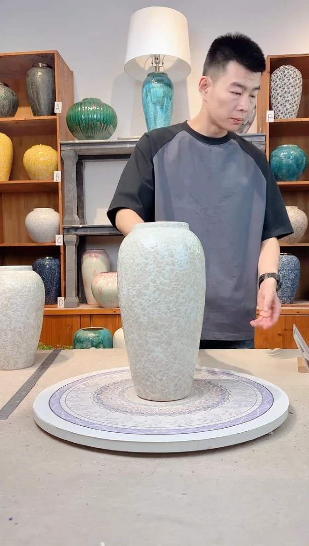 瓶陶瓷花瓶  茶白 大号  正品