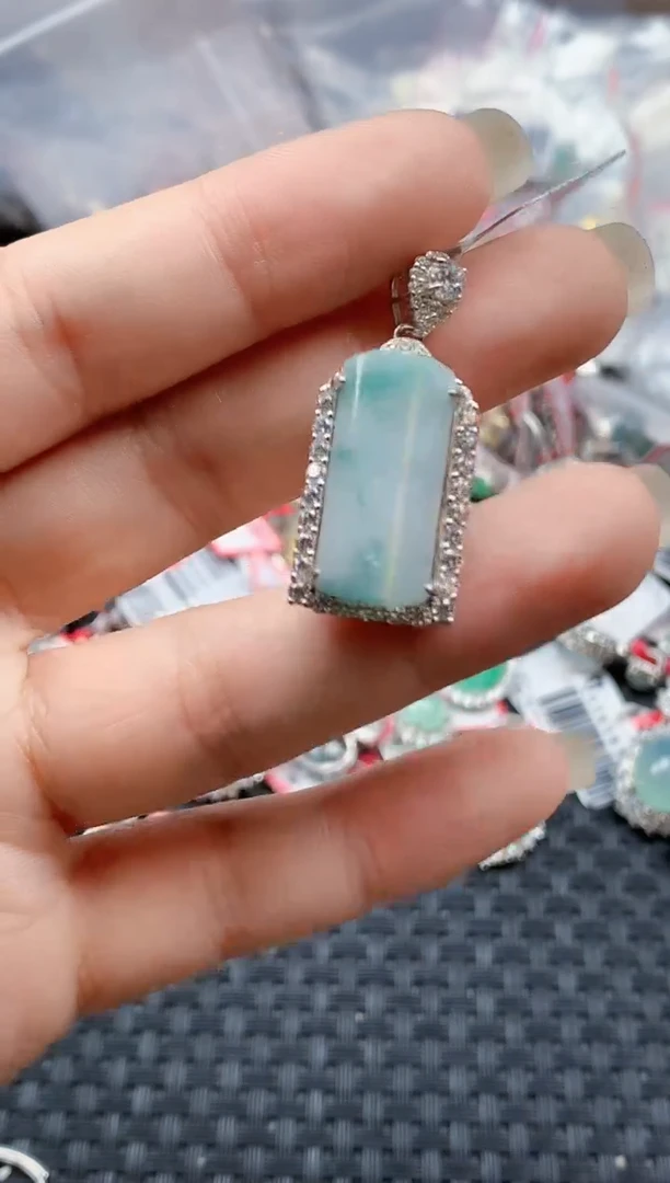 银S925镶嵌戒指翡翠天然A货缅甸翡翠