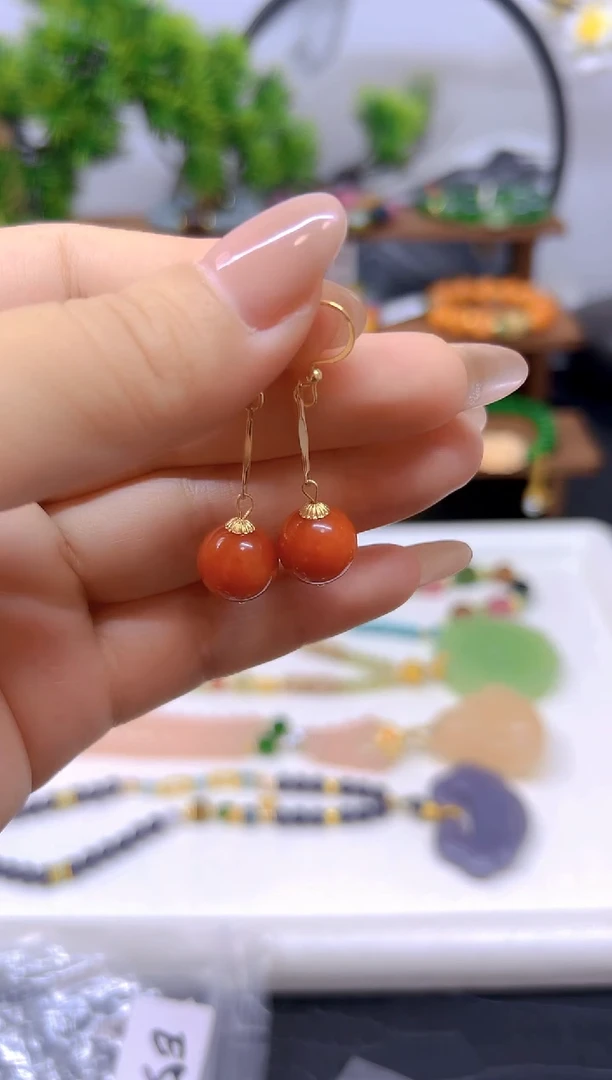 翡翠14K金镶嵌耳饰E500