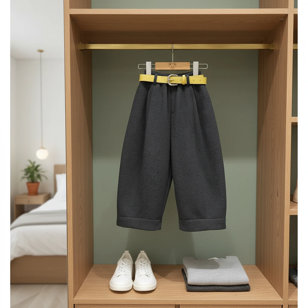 8532儿童冬季宽松韩版柔软一体绒休闲时尚针织裤