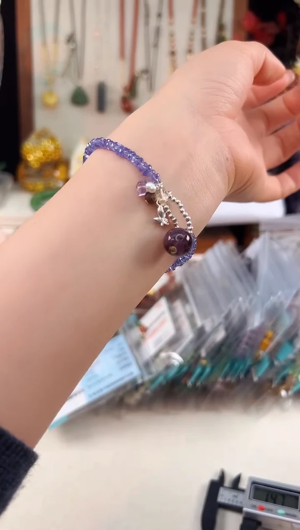 银S925镶嵌手链坦桑石@@C921L020596