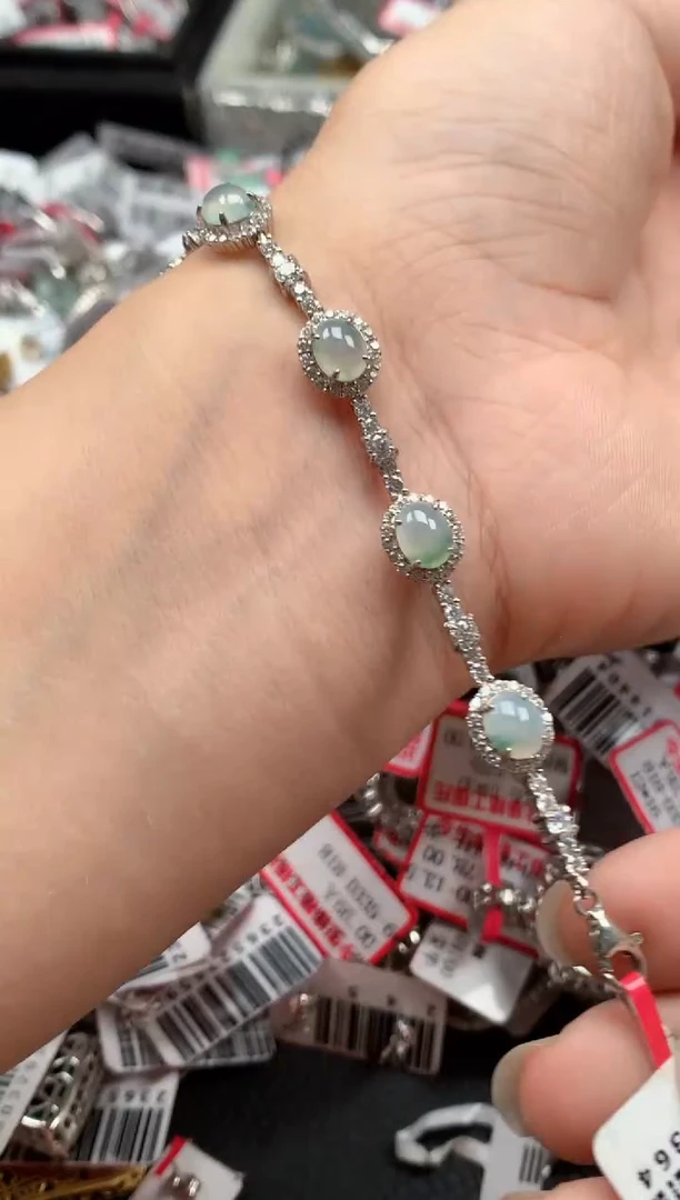银S925镶嵌戒指翡翠天然A货缅甸翡翠