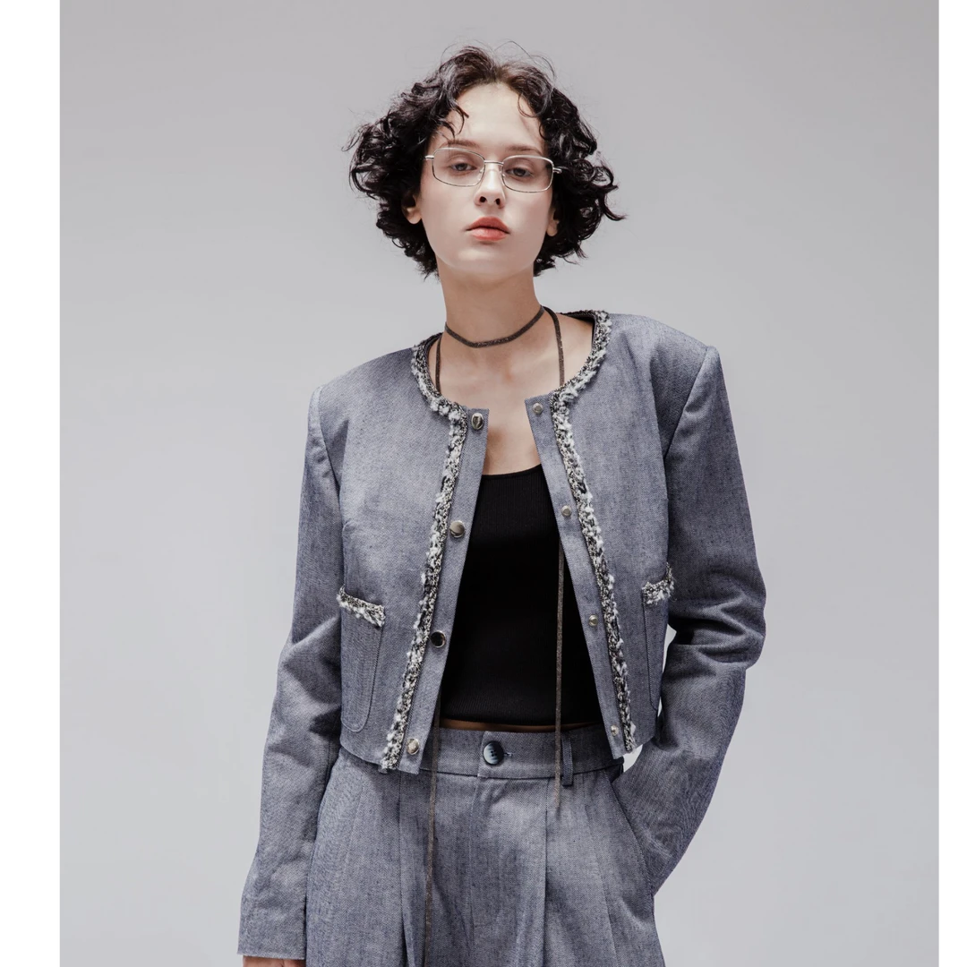 Pada嘻&南油【矜贵姐姐】轻奢高级 时尚拼接短外套 5581 Hi Fortune