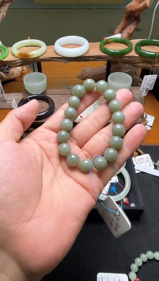 未镶嵌手串和田玉卡12且末蓝圆珠