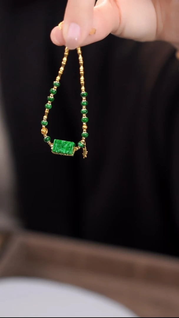 18K金镶嵌手链翡翠@