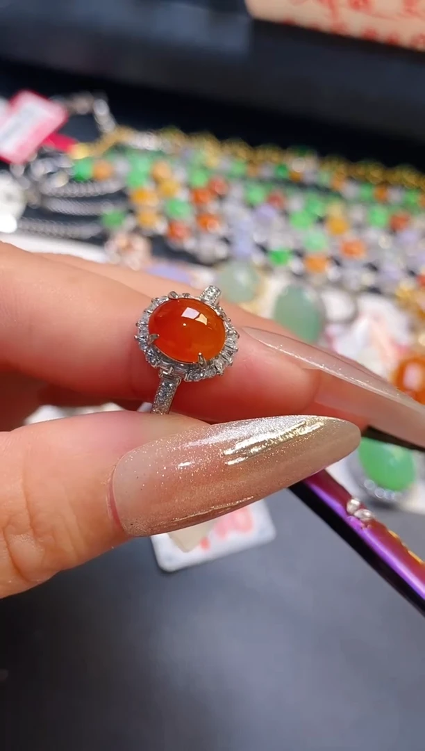 银S925镶嵌戒指翡翠天然