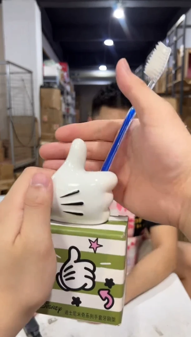 瓷片原盒米奇拇指牙刷架