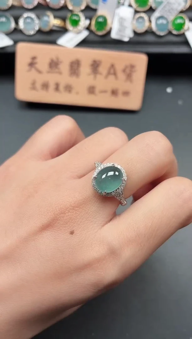 银S925镶嵌戒指翡翠1