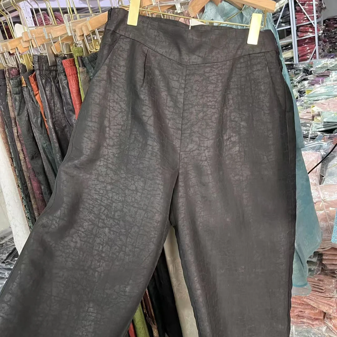 【云裳】龟裂纹阔腿裤女春新款直筒裤子6833