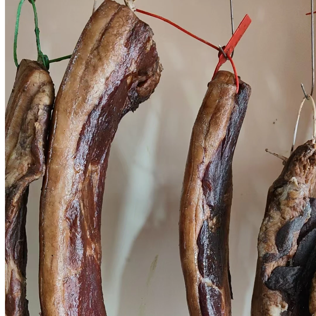 湖北柴火烟熏猪后腿腊肉农家烟熏肉咸香味腊味瘦肉不硬不塞牙