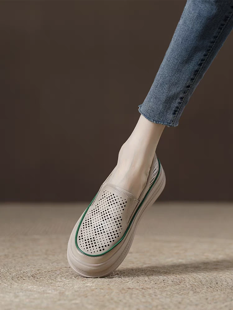 6960新款厚底真皮百搭一件蹬休闲鞋