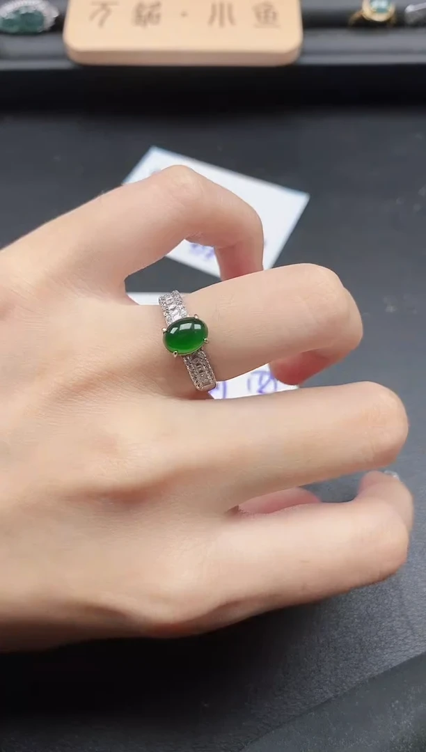 翡翠戒指银S925镶嵌51511
