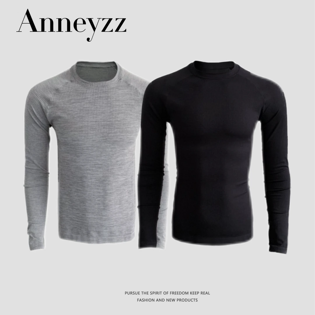 Anneyzz知易-“无缝提花”春夏健身弹力速干运动长袖透气修身T恤