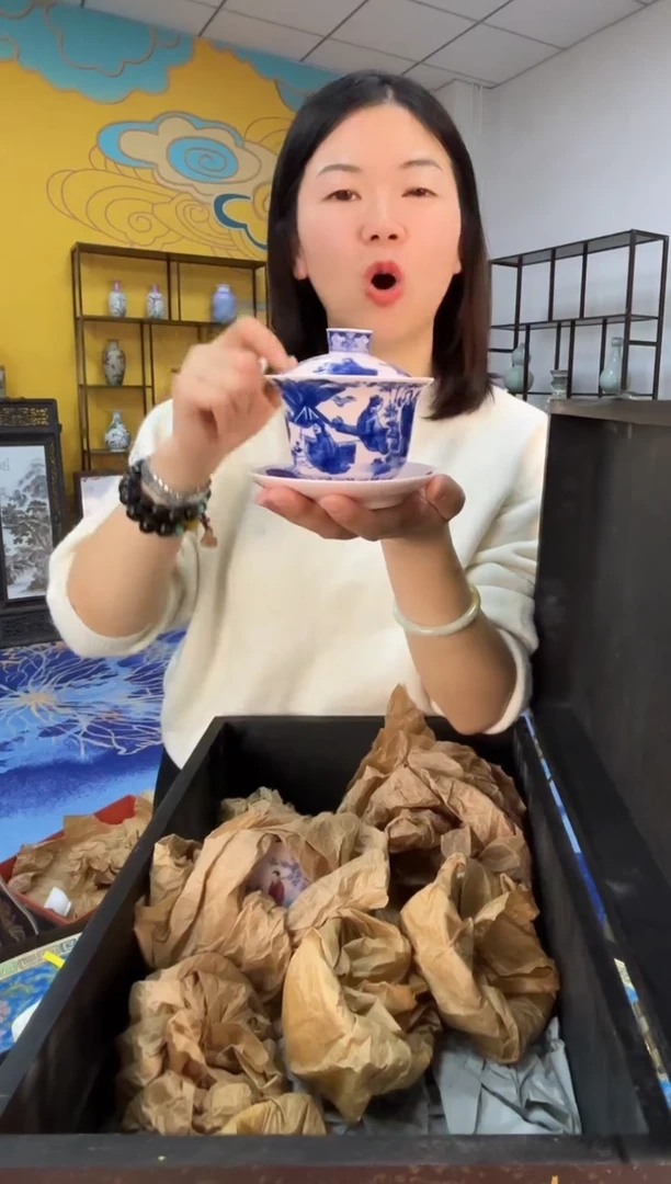 摆件瓷景德镇三才盖碗