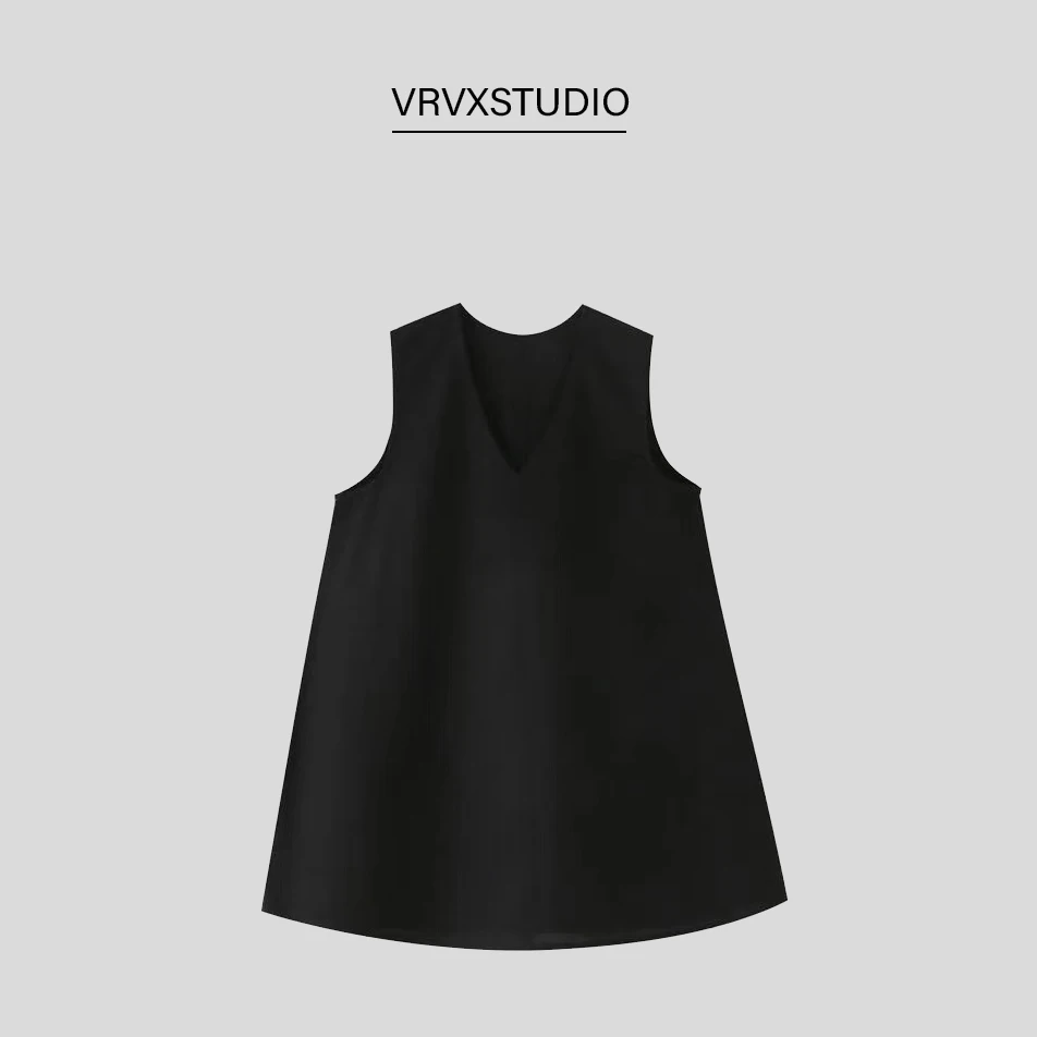 VRVX【夏上新】V领廓形慵懒水洗天丝亚麻物流酷飒风女装高级感