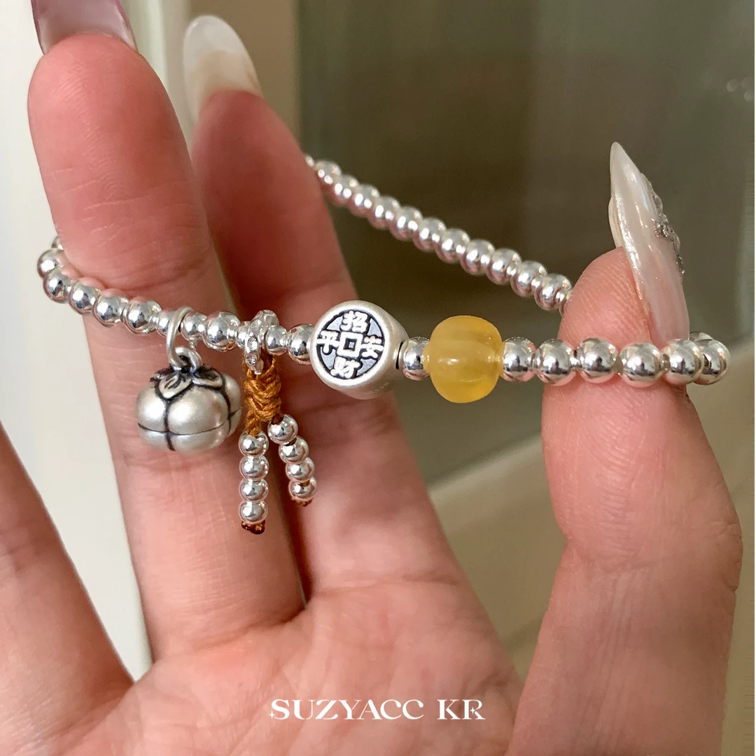Suzyacc Kr 足银手链  999银【平安柿子】手链手工百搭小众DC0308