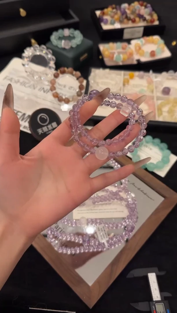 未镶嵌手链水晶紫水晶双圈x3520