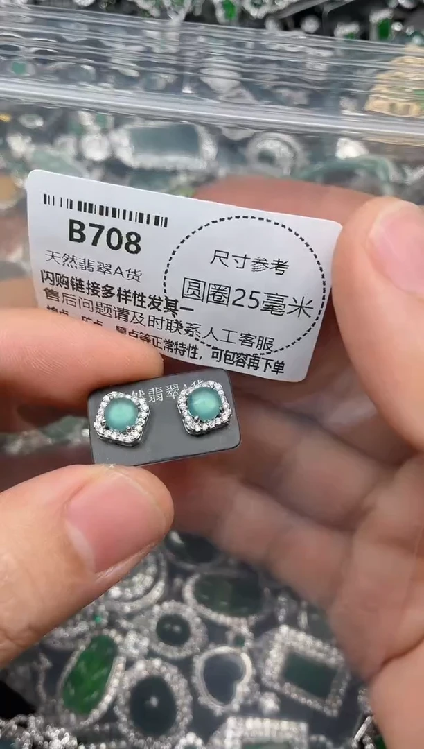 翡翠未镶嵌颈饰B708耳钉