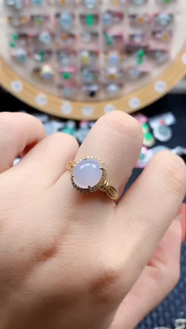 银S925镶嵌戒指翡翠天然A货缅甸翡翠