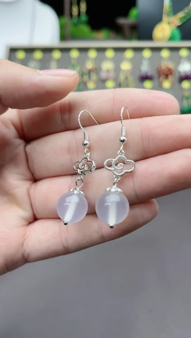 【闪购商品】玛瑙/玉髓耳钉银S925镶嵌514000