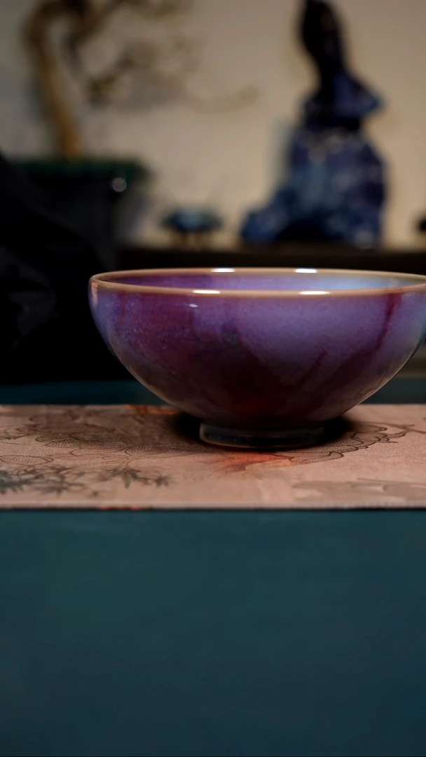 原矿石钧瓷茶器摆件