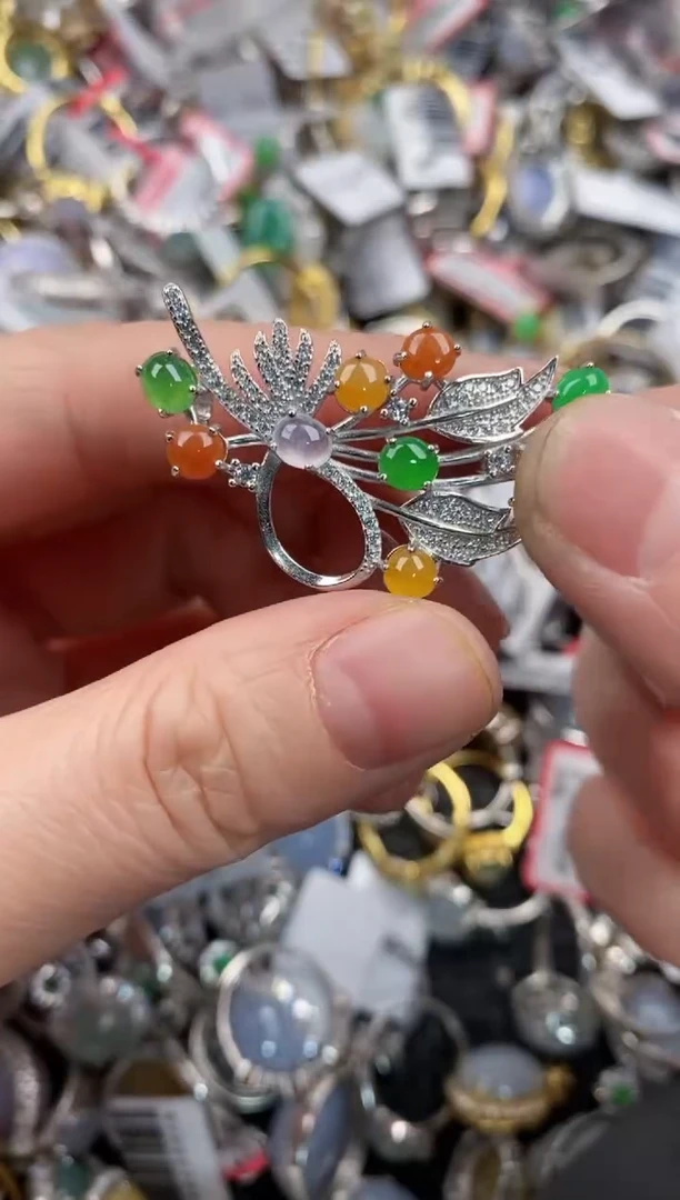 银S925镶嵌戒指翡翠888  7