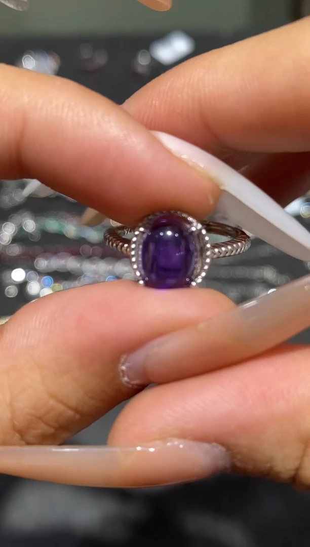 银S925镶嵌戒指紫晶戒指