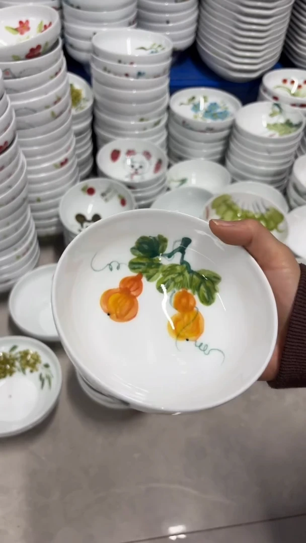 景德镇陶瓷食品级手绘釉中彩-高足碗
