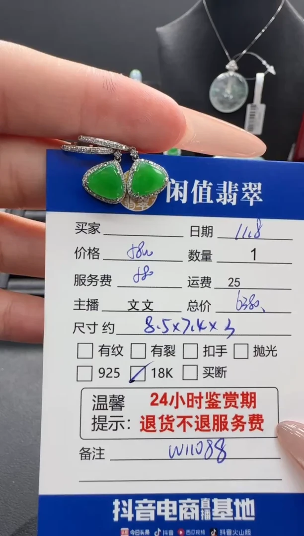 18K金镶嵌翡翠耳饰翡翠耳饰