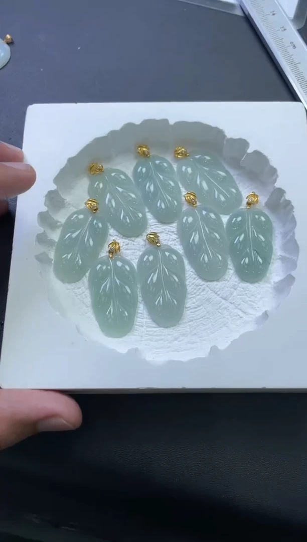 翡翠银S925镶嵌颈饰叶子 多样性发一件H4