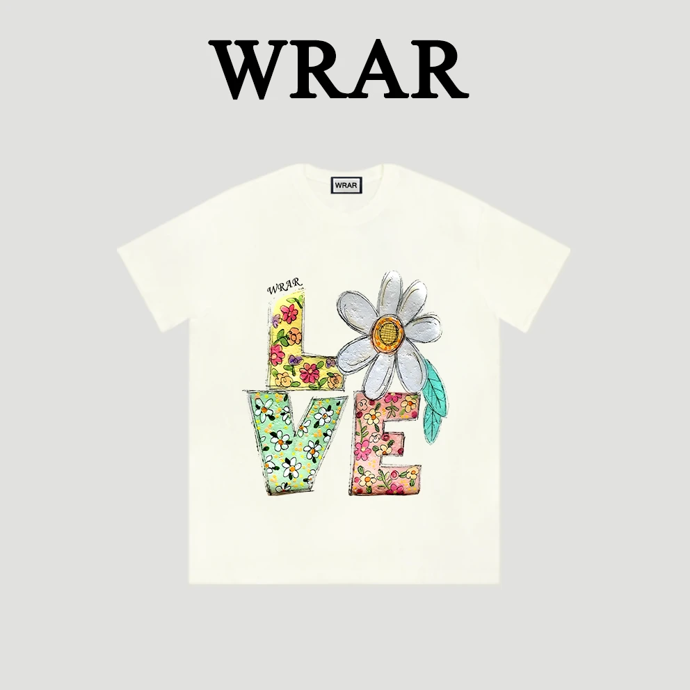 【小二专属】花朵LOVE 新品潮流透气宽松T恤休闲情侣春夏个性印花