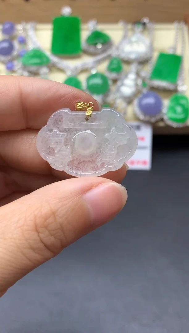 颈饰18K金镶嵌翡翠76-中国好珍宝