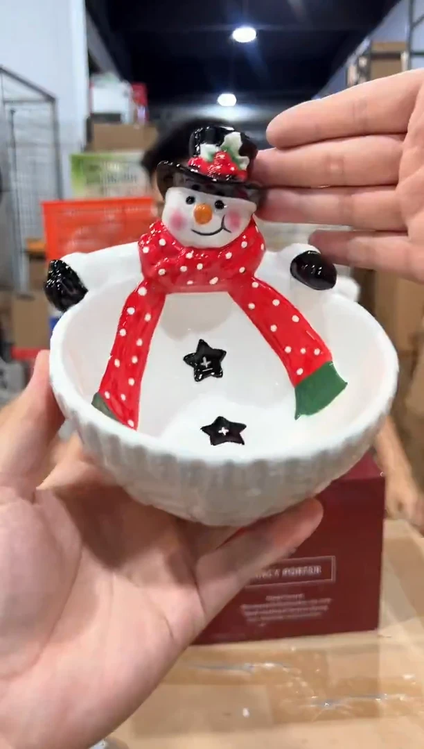 瓷片陶瓷原盒雪人碗