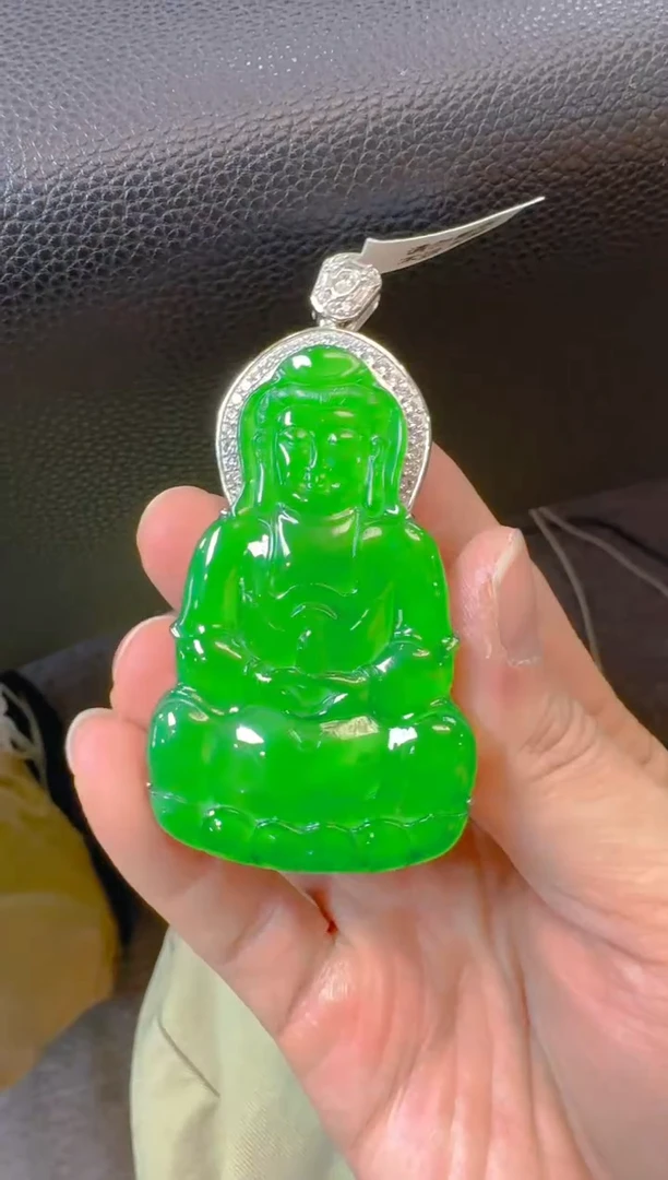吊坠(赠链)银S925镶嵌翡翠天然A货翡翠