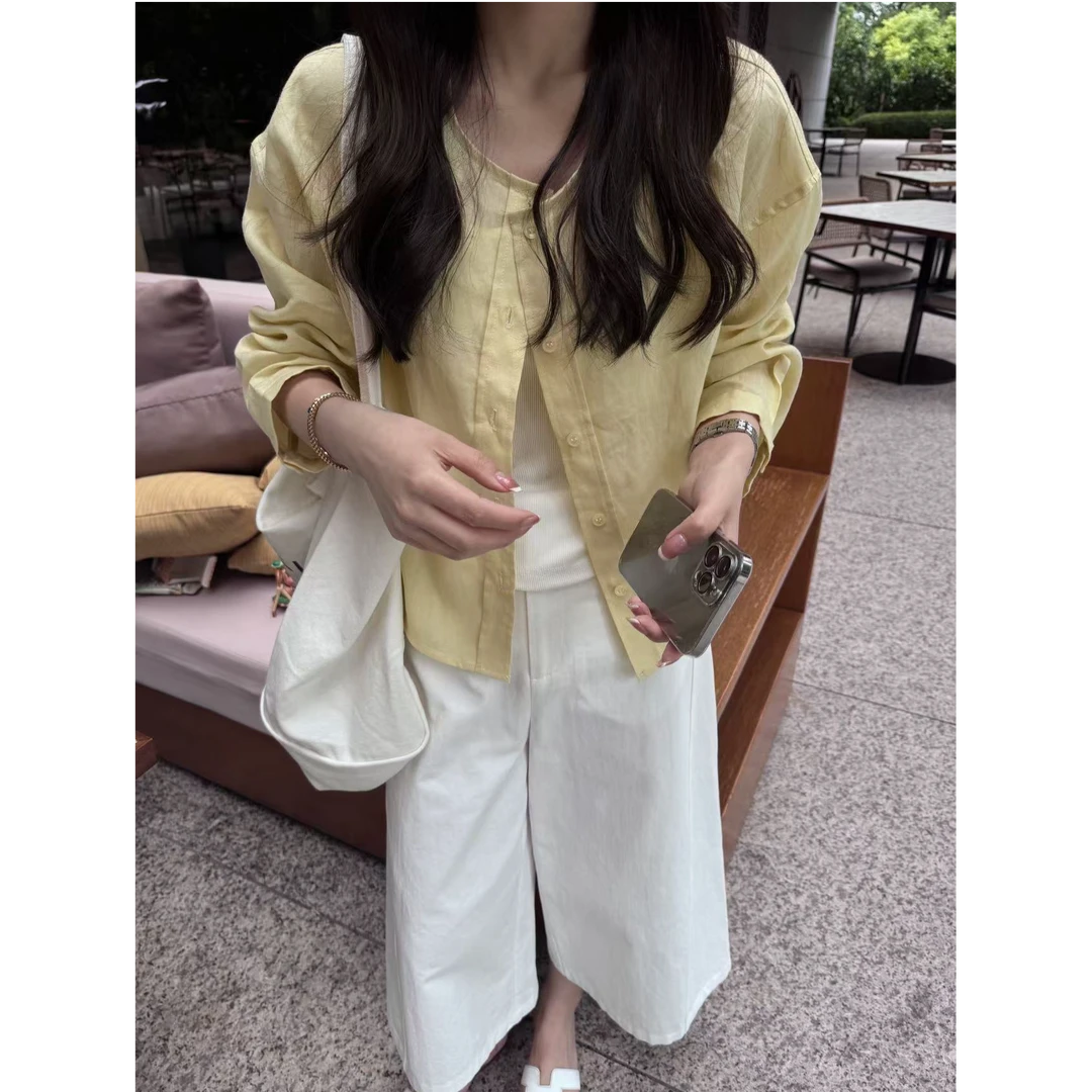 【梓铭】20644~极简出型～100%麻料时髦简约防晒外套女夏