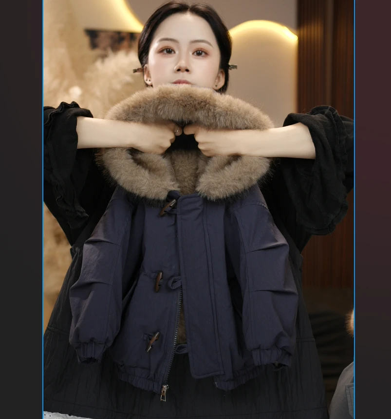 【baby】2025新秋冬外套儿童藏紫拼毛加绒加厚百搭休闲毛毛外套8839