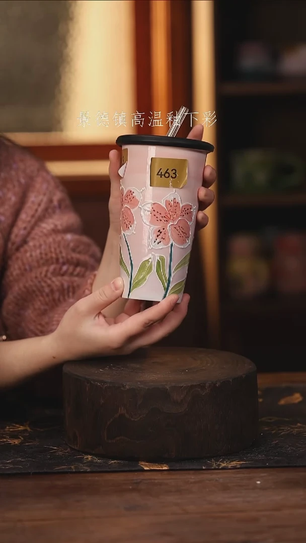 陶瓷景德镇高温釉下手绘陶瓷@L463@