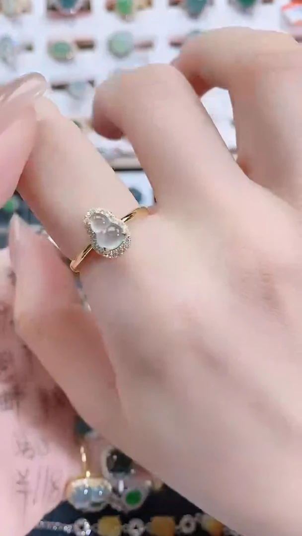 银S925镶嵌戒指翡翠天然翡翠