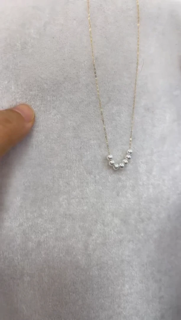 【闪购商品】淡水珍珠项链18K金镶嵌淡水珍珠微笑链