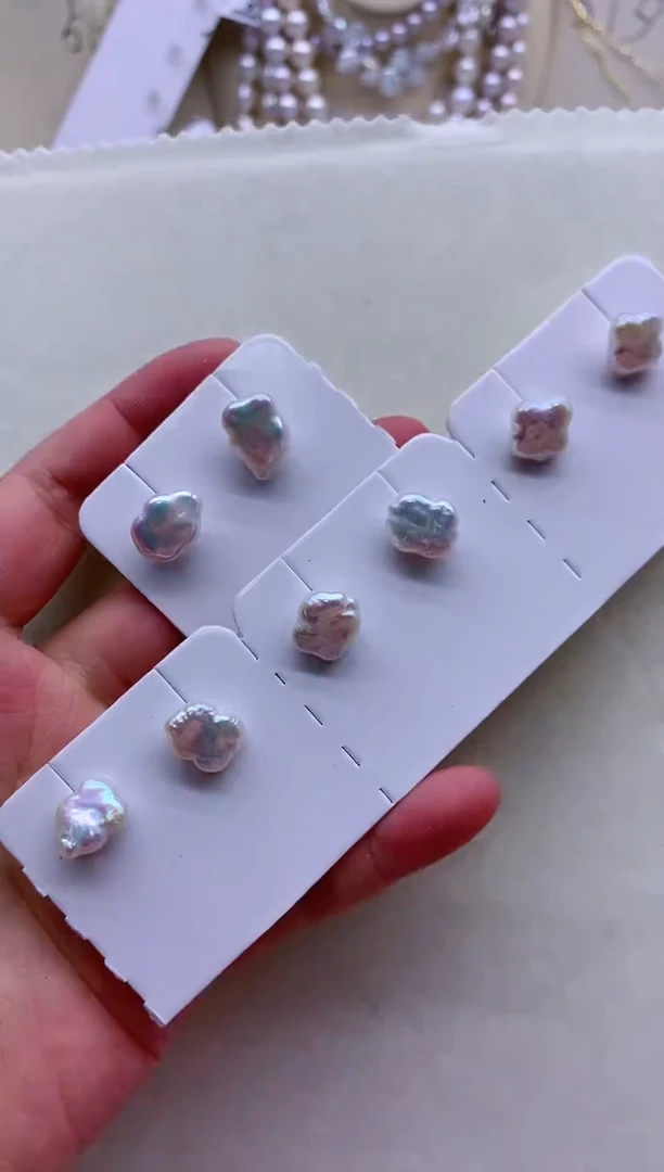 【闪购商品】淡水珍珠耳钉银S925镶嵌多发其一