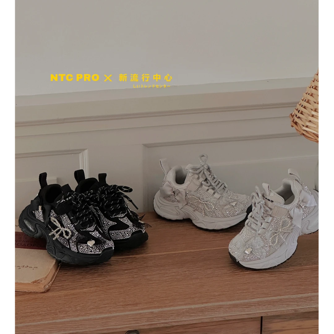 【haobaby童鞋】2025FW钻钻蕾丝蝴蝶结爱心运动鞋8272