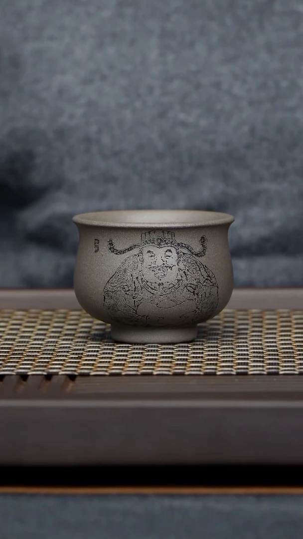 茶杯紫泥炉式杯原矿零添加青灰紫泥纯手工制作150毫升