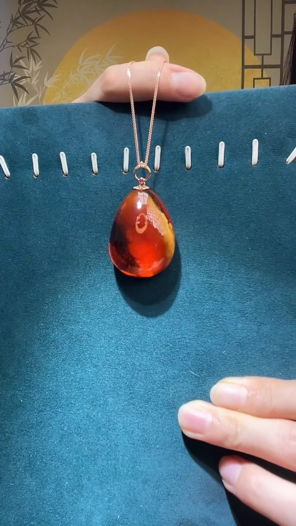 18K金镶嵌琥珀裸石A1208天然蜜蜡