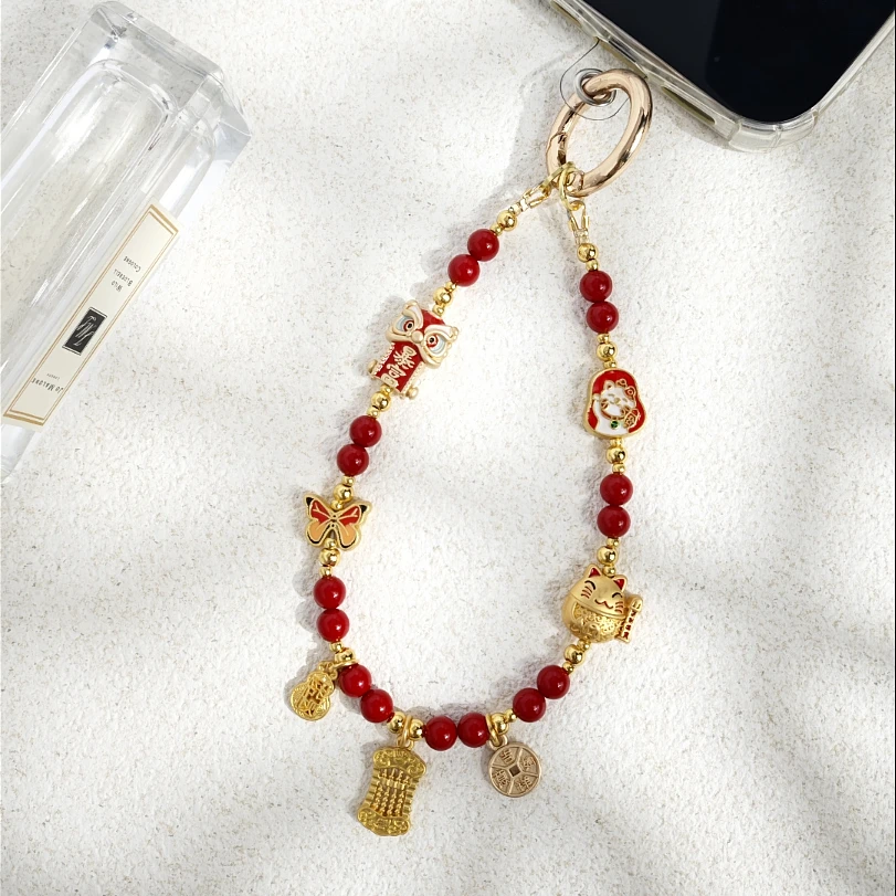 【红石】手机链防丢挂链2025新款手机挂绳时尚百搭金葫芦金算盘创意