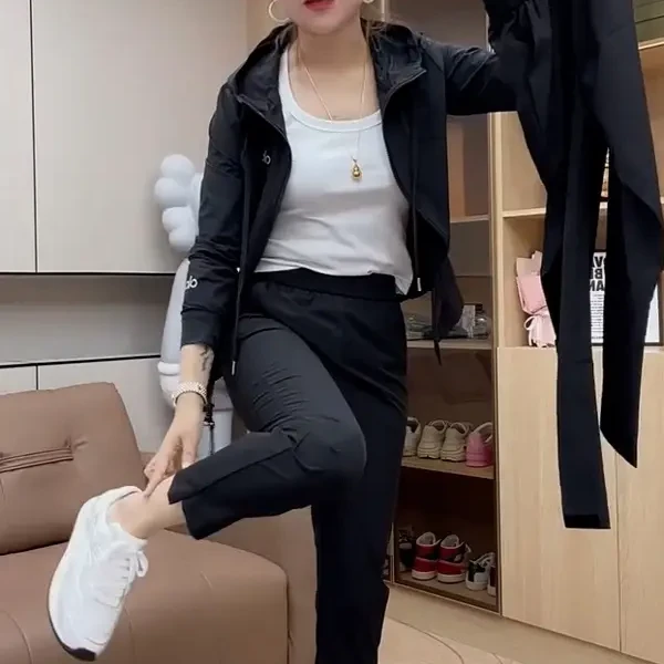 黑色时尚休闲西装裤女夏季新款大码胖mm高腰显瘦百搭九分烟管裤子