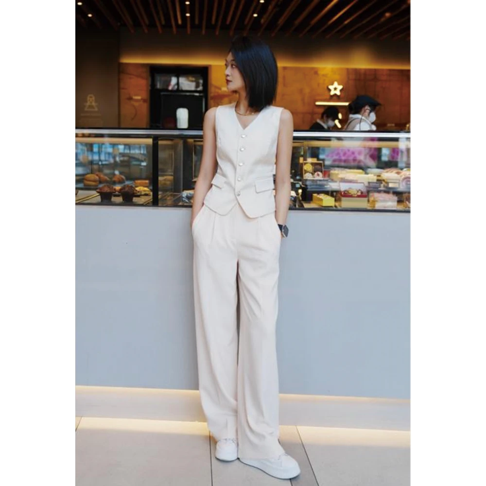 GIRDEAR/哥弟夏季冰凉薄款显瘦白色垂感巴黎裤休闲西裤子1100235