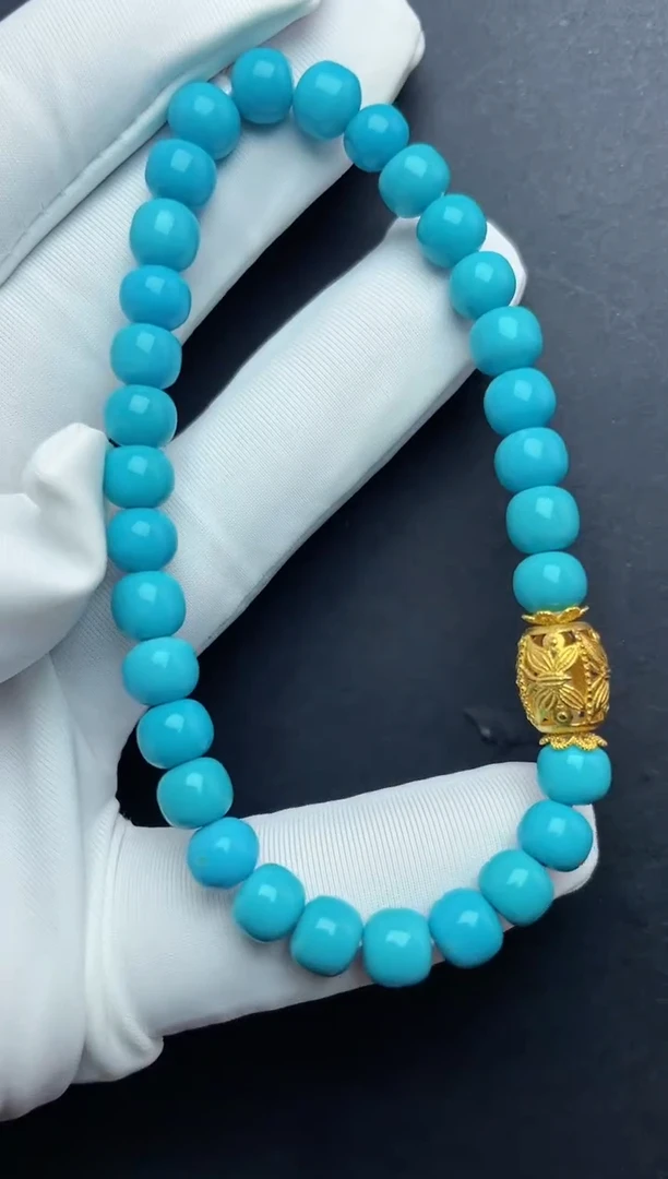 【闪购商品】绿松石手串18K金镶嵌湖北原矿绿松手串