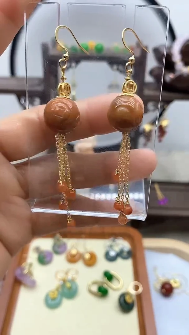 翡翠14K金镶嵌耳饰翡翠005