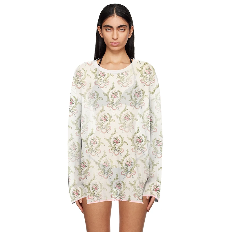 河岸家设计师SELALAGU×OITMMTIO圆领花花防晒罩衫长袖T恤25春夏